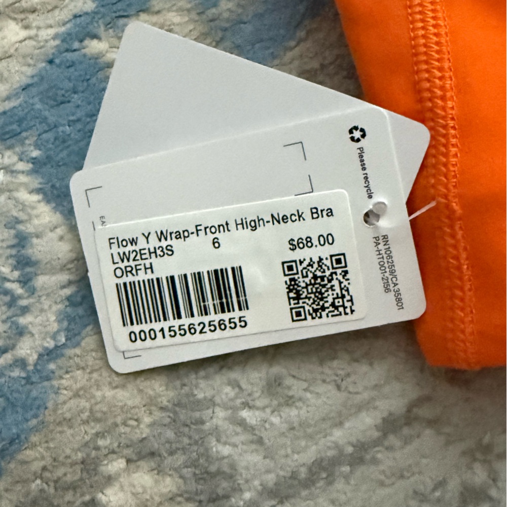 Lululemon Flow Y Wrap-Front High-Neck Bra *Light Support, B/C Cup Orange Flash - Picture 4 of 6